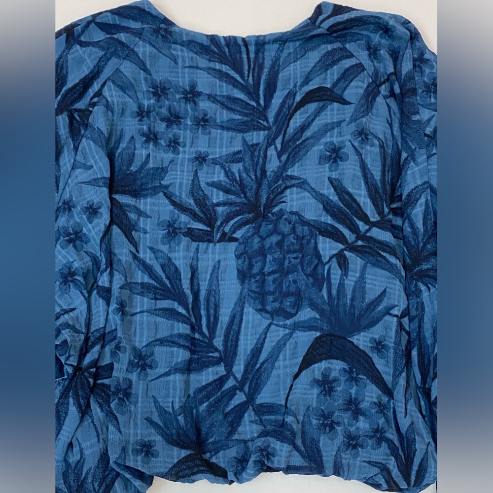 NWT Karen Kane Women's Blue Sand & Sky Lantern Sleeve Top size Large - Picture 6 of 14